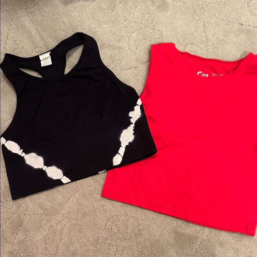2 pack! Zyia Tie Dye + Red Crop Tops